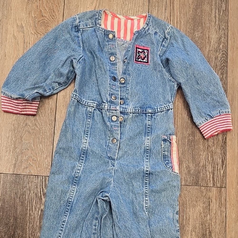 Denim, Vintage, Retro, 90s, Button-Up, Kids, Classic, Jumpsuit, Levis, Girl